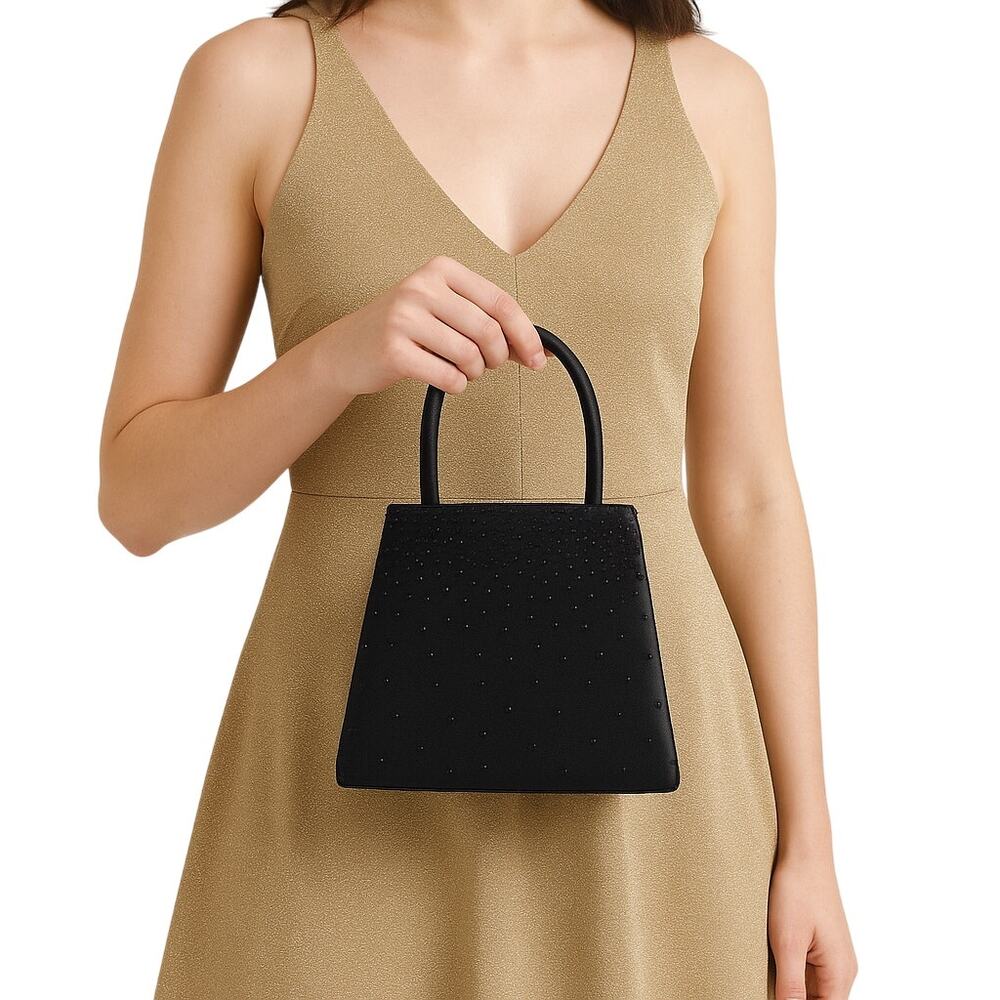 Vintage Black Satin Evening Bag with Beaded Detail – Bijoux Terner